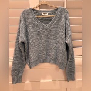 Double Zero Textured Mystical Blue V-Neck Sweater Super Soft Size Large